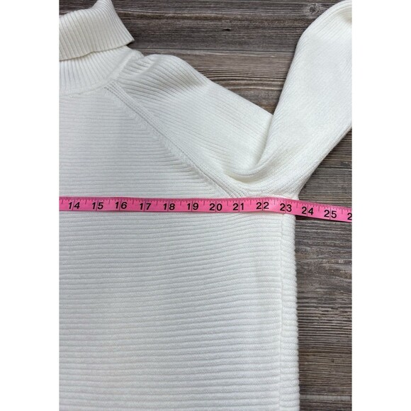 Simply Vera Vera Wang Side-Tie Ribbed Turtleneck Ivory Sweater XL Cozy Chic - Picture 7 of 13